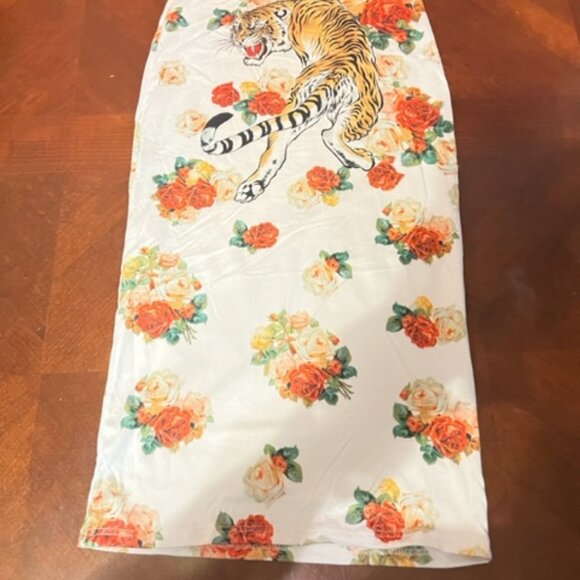 Tiger Print Floral  Dress Miroh Strapless Tube Soft Stretch Midi women fashion‎ - Picture 7 of 7